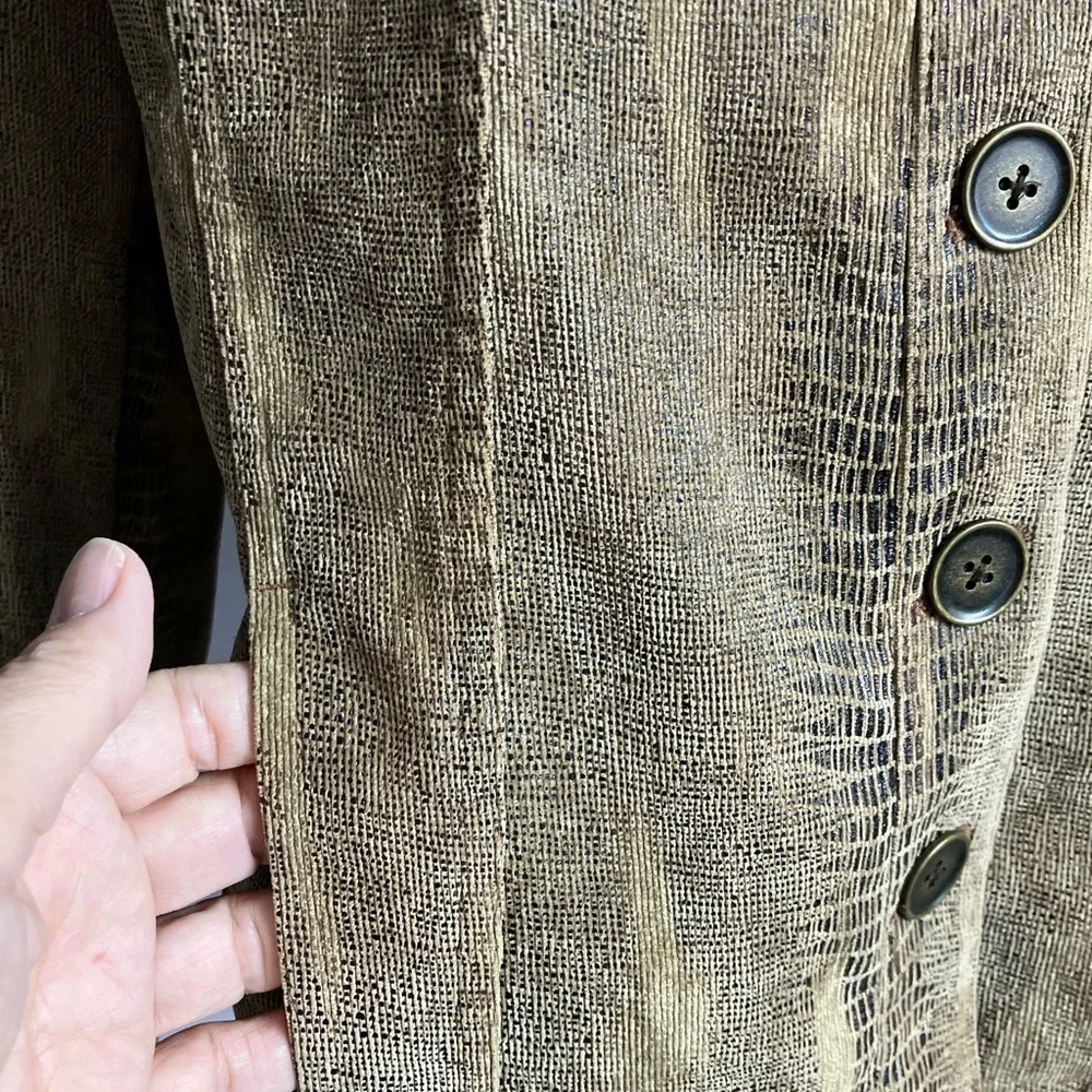 Chico’s Women's  Jacket, Size 2, Snakeskin Print, Full Button Closure, Tan/Brown